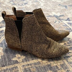 Madewell Nadine Spotted Calf Hair Black and Tan Ankle Booties